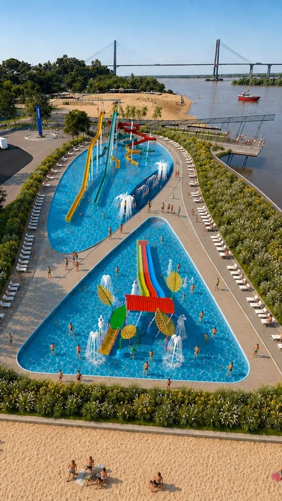 Así quedará la renovación de la costa norte de Rosario: parque acuático y más playas
