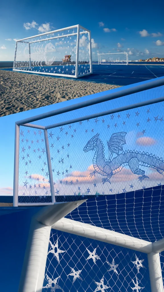 Artesanos argentinos crearon un original arco de fútbol en Miami: imágenes