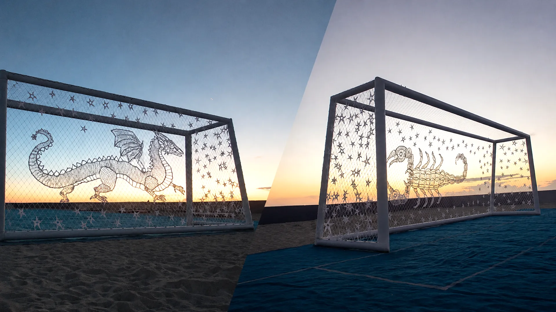 Artesanos argentinos crearon un original arco de fútbol en Miami: imágenes