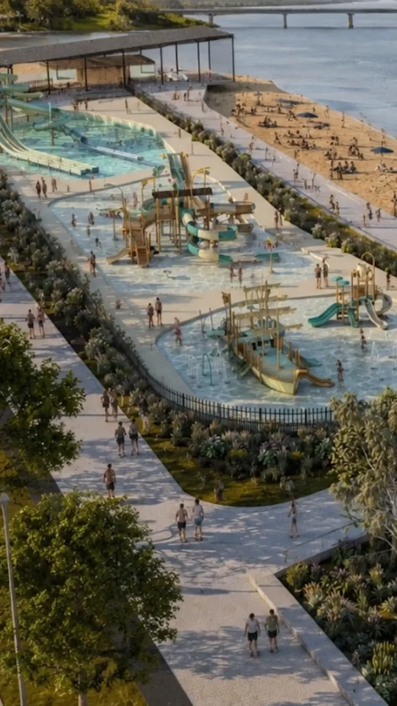 Así quedará la nueva Costa Norte de Rosario: parque acuático y más playas