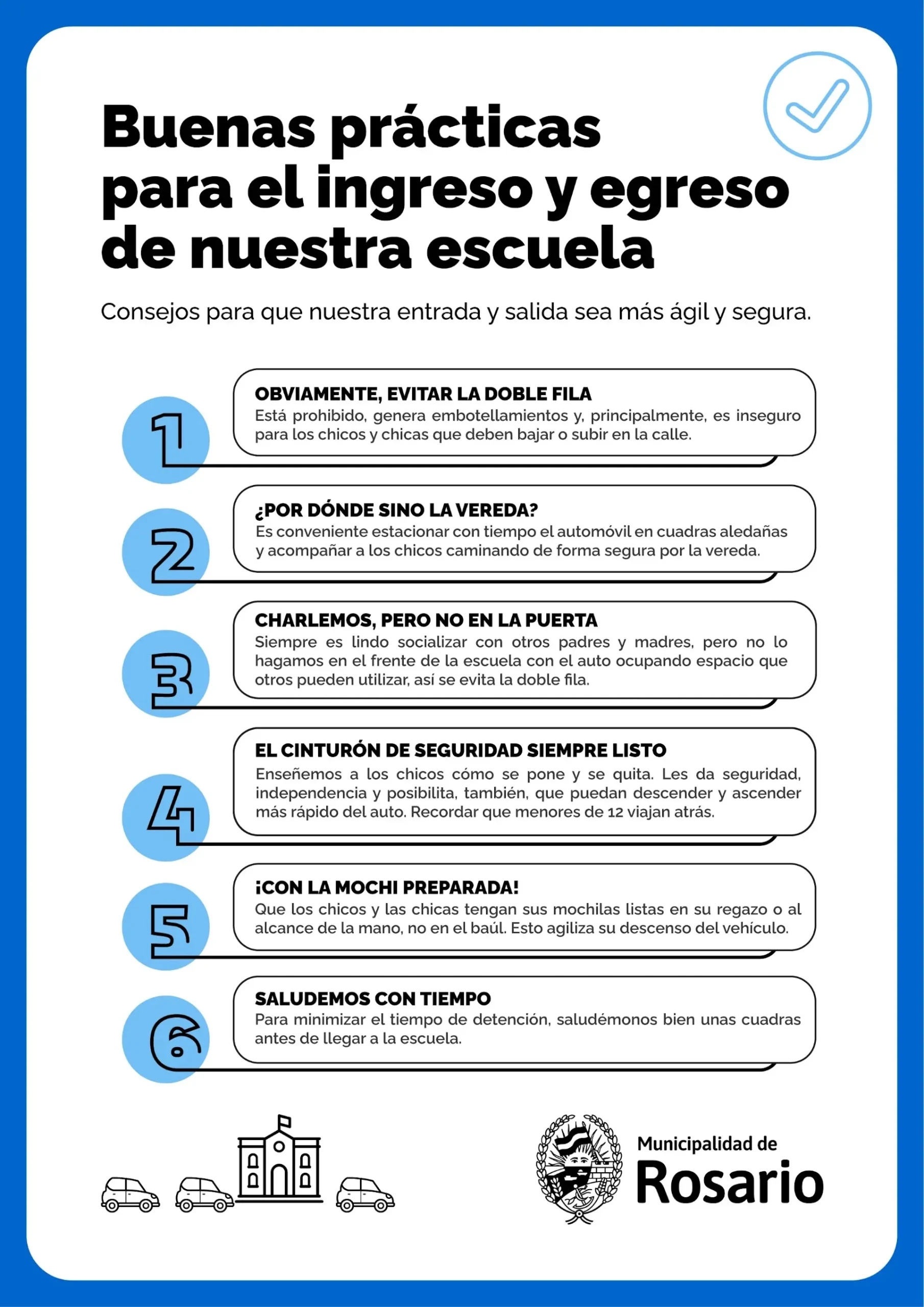 Lanzan campaña para evitar congestionamientos de tránsito en las escuelas de Rosario