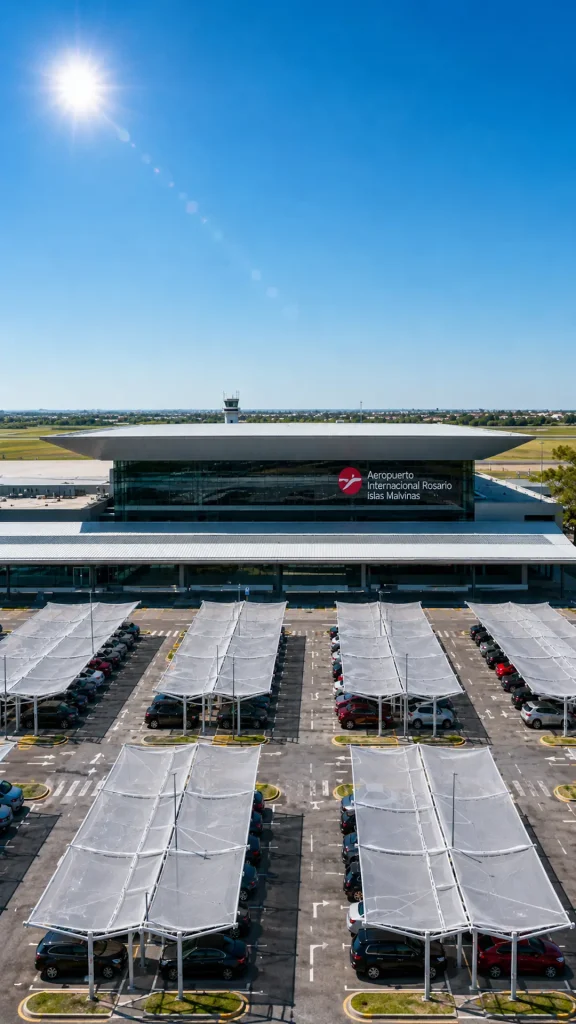 El aeropuerto de Rosario sumará 300 estructuras de sombra a la playa de estacionamiento