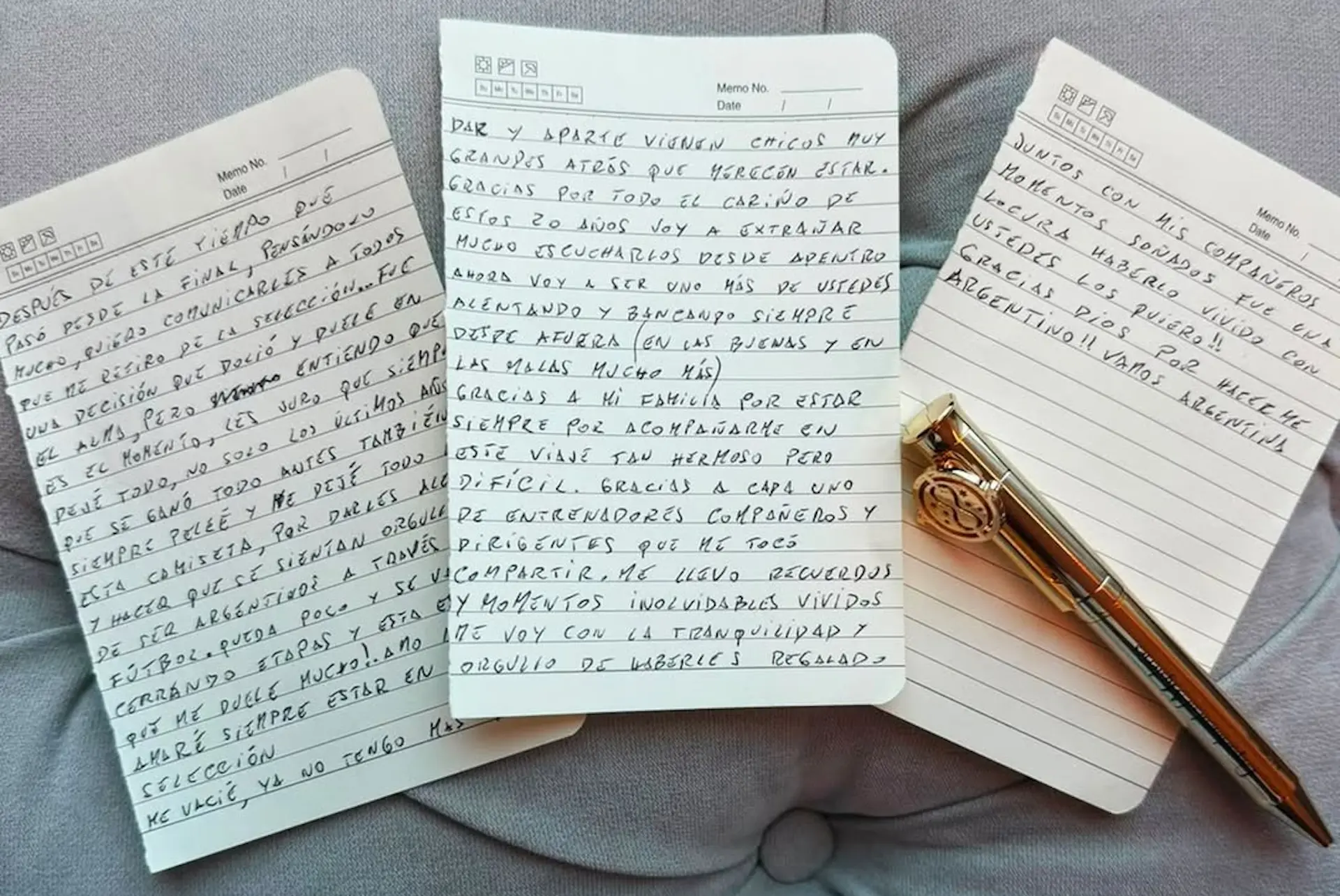 La carta de Messi anunciando su retiro de la Selección Argentina